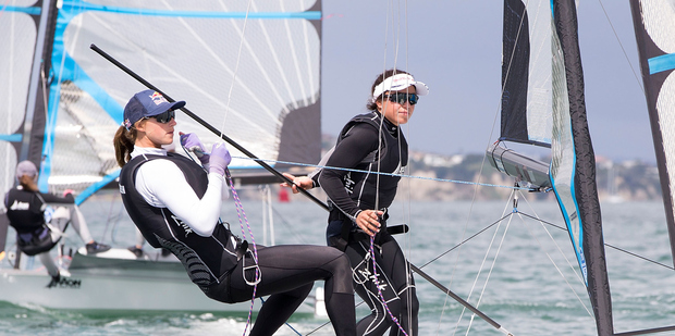 Molly Meech and Alexandra Maloney on the Waitemata Harbour. Photo / Getty Images