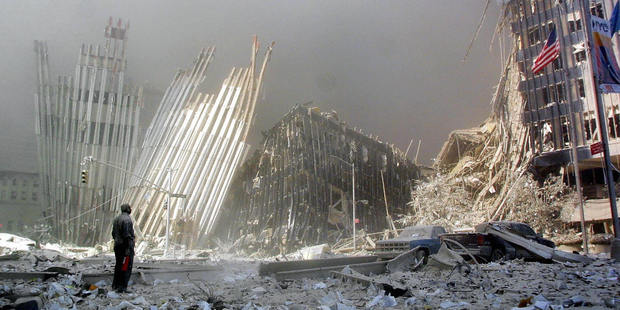 A man stands in the aftermath of the devastating attack. Photo / Getty