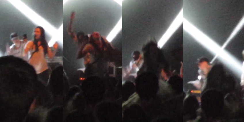 The moment a selfie-taking fan got kicked off stage by the lead singer of The Story So Far.