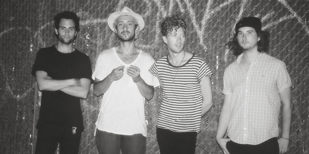 Penn Badgley, Jimmy Giannopolous, Simon Oscroft, and Darren Will of New York band Mothxr.