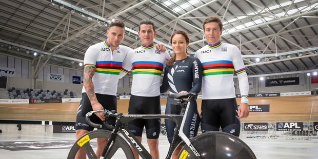 From left is Eddie Dawkins, Sam Webster, Natasha Hansen and Ethan Mitchell. New Zealand Herald photograph by Mike Scott.