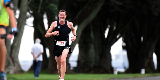 Ben Ruthe strides out towards the finish line at yesterday's Tauranga Half Marathon. Photo/George Novak