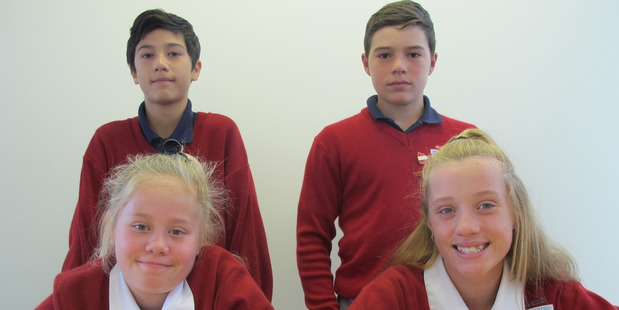 TOP MINDS: St Anne's School team Riki Wainhouse, Zachariah Matenga, Jenna-Jade Lacy, and Natalya Ross will compete in the regional final in Palmerston North tonight.
