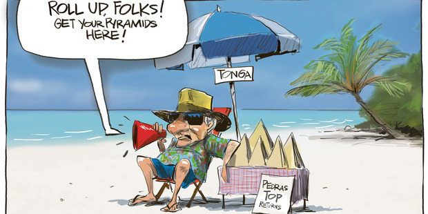 United States authorities are trying to snatch a former Auckland resident whose New Zealand companies were allegedly part of an $8 million Ponzi scheme. Illustration / Rod Emmerson