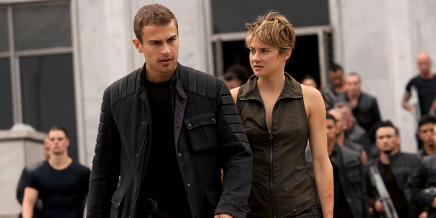 Four (Theo James) and Tris (Shailene Woodley) in a scene from Insurgent.