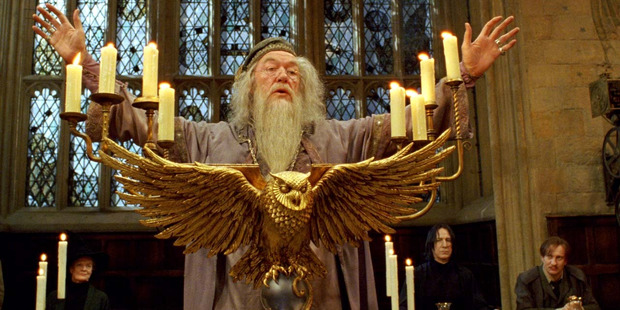 Actor Michael Gambon stars as Headmaster Albus Dumbledore in the Harry Potter films.