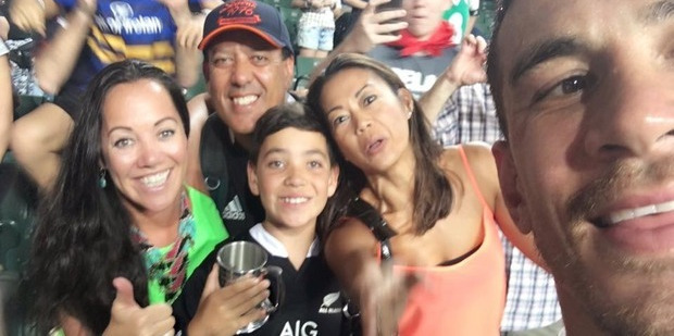 Sonny Bill Williams took a selfie after giving away his runners up cup.