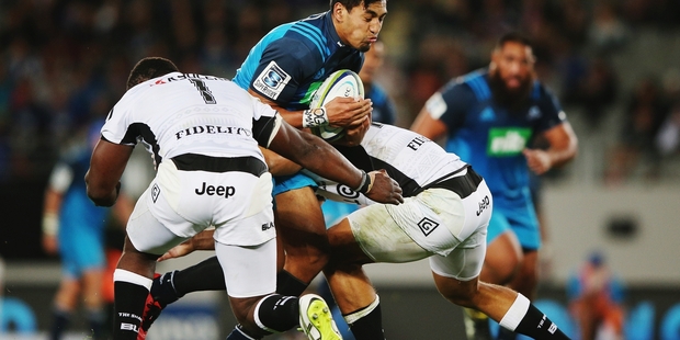 Rieko Ioane shows the determination that personified the Blues last night. Photo / Getty Images