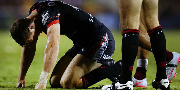 Ryan Hoffman slumps over after another defeat. Photo / Getty