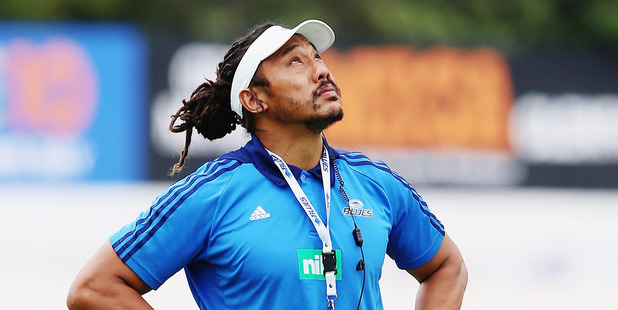 Head coach Tana Umaga of the Blues looks on during a training session. Photo / Getty