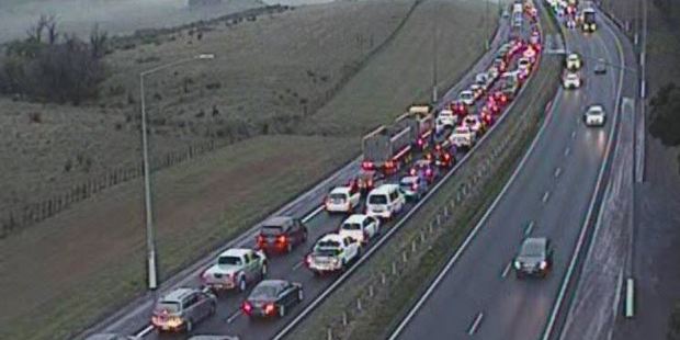 The backed up traffic. Photo: NZTA