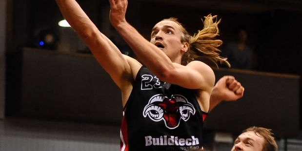 Justin Graham of the Canterbury Rams lays up during an NBL Basketball match. Photo / Photosport