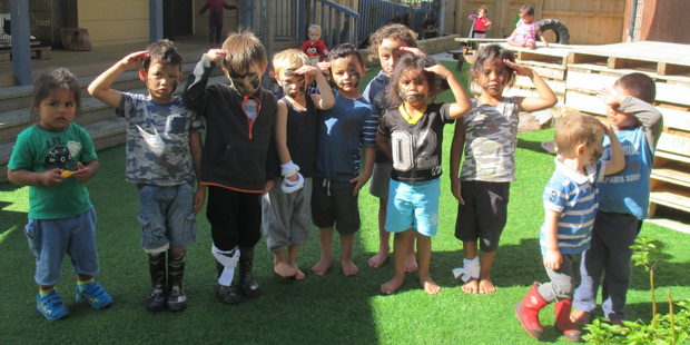 Children from ABC Kawaha Point set up their own military base to commemorate World War I. Photo / Supplied