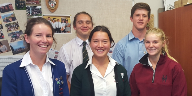 HELPING HANDS: Front from left, Kate Pearse, Summer Wynyard and Nikki Livingstone. Back, Yvaan Hapuku-Lambert and Liam Bauckham. PHOTO/SUPPLIED