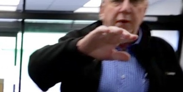 OUT: CHB Mayor Peter Butler forcibly moved media from a council building this morning. PHOTO DUNCAN BROWN