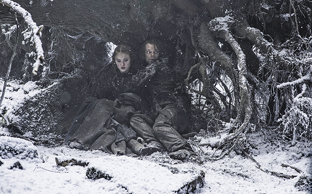 Sophie Turner as Sansa Stark and Alfie Allen as Theon Greyjoy. Photo / Helen Sloan, HBO