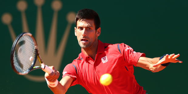 Novak Djokovic hits a forehand during the Monte Carlo Rolex Masters. Photo / Getty Images