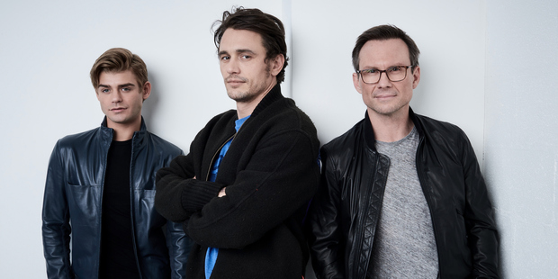 Actors Garett Clayton, James Franco, and Christian Slater from King Cobra at the Tribeca Film Festival. Photo / Getty Images