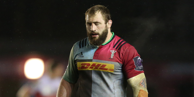 Harlequins and England prop Joe Marler during the European Rugby Challenge Cup semi final match between Harlequins and Grenoble. Photo / Getty