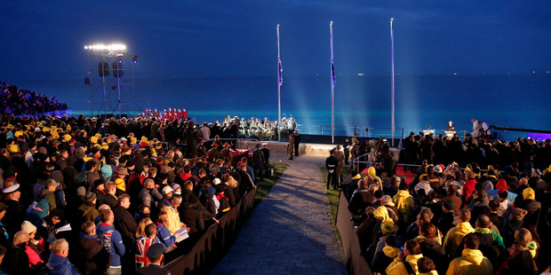 People observe a minute of silence during the Dawn Service ceremony at the Anzac Cove in Gallipoli. Photo / AP