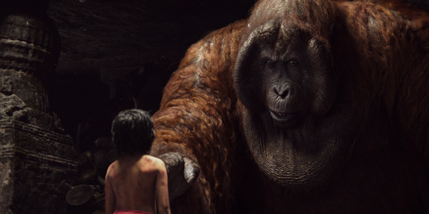 Mowgli and King Louie in Disney's The Jungle Book.