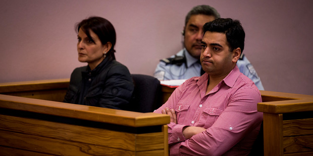 Joti Jain (L) and Rajwinder Grewal being sentenced in the Auckland District Court last year over immigration charges and exploitation of stuff working at Masala restaurants. Photo / Dean Purcell
