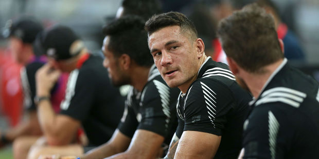 Sonny Bill Williams looks on from the bench for the All Blacks Sevens. Photo / Getty