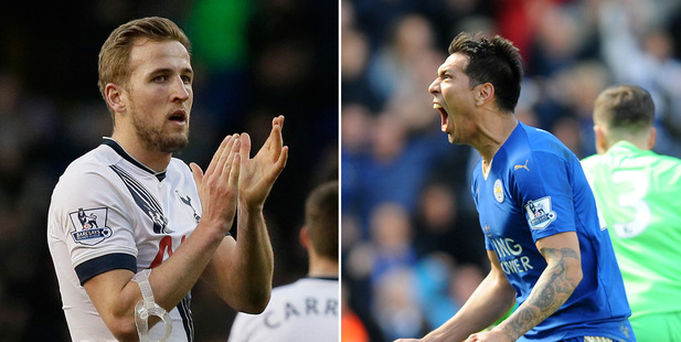 Spurs sit five points behind Leicester with four games to play. Photos / AP