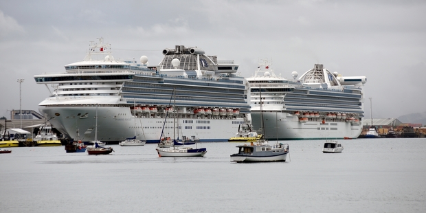 The Diamond Princess (left) and Golden Princess were two of 74 ships to come to Tauranga this season. Photo / George Novak