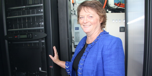 Northpower Chair Nikki Davies-Colley with the new data centre. Photo / Supplied
