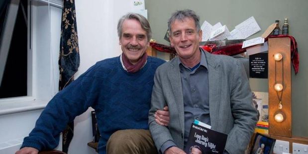 Gary File (right) meets his hero, Jeremy Irons. Photo / Facebook