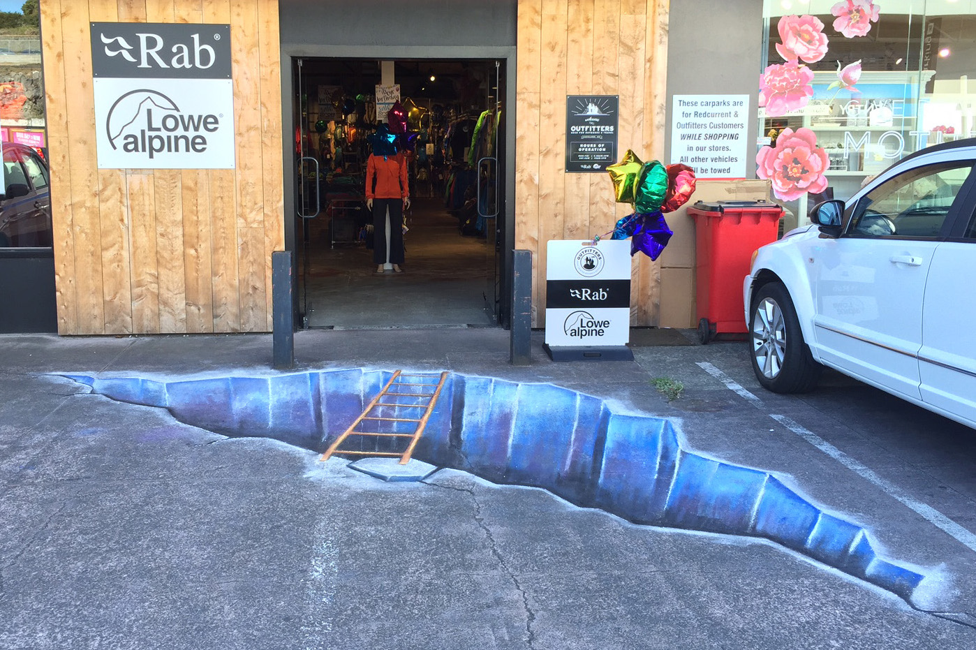 "A bottomless crevasse opened up today outside Outfitters in Morrow St Newmarket," writes a reader. "Sadly I think global warming will melt it over the weekend."