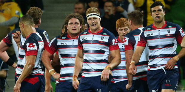 The Melbourne Rebels are second in Super Rugby standings, despite having less competition points than four New Zealand teams. Photo / Getty
