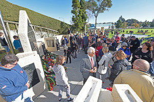 Crowds gather for the service. Photo / George Novak