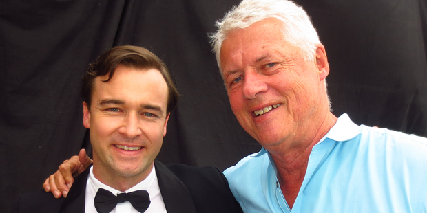 Dwayne Cameron playing Bruce McLaren - with director Roger Donaldson.