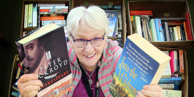 BEST BOOKS: Rotary book sale organiser Marion Davenport with a small sample of the 20,000 books that will be for sale over the next three days. PHOTO/STUART MUNRO