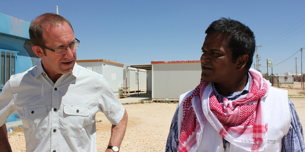 Labour leader Andrew Little visiting the Za'atari refugee camp in Jordan. Photo / Supplied