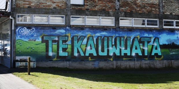 A mural in the main street of Te Kauwhata celebrates its rural surroundings. Photo / Doug Sherring