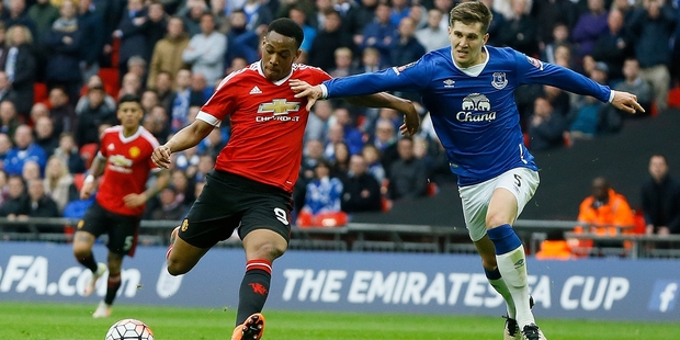 Anthony Martial scored United's semifinal winner in the third minute of stoppage time. Photo / AP