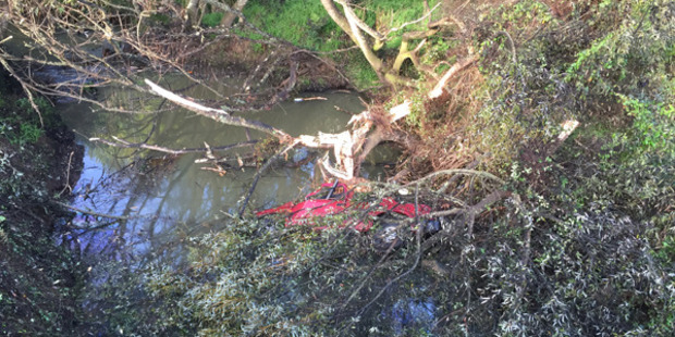 The partially submerged vehicle. Photo / Belinda Feek