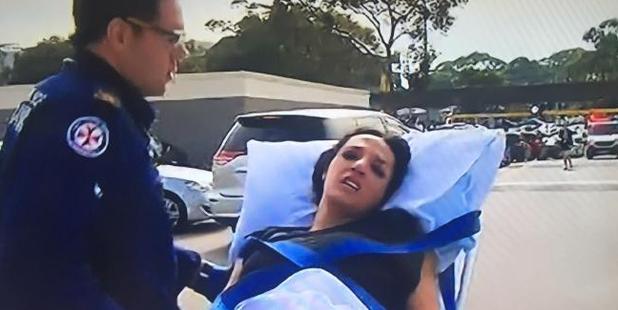 A woman was taken to hospital after a shooting at a Bankstown shopping centre. Photo / Channel 9