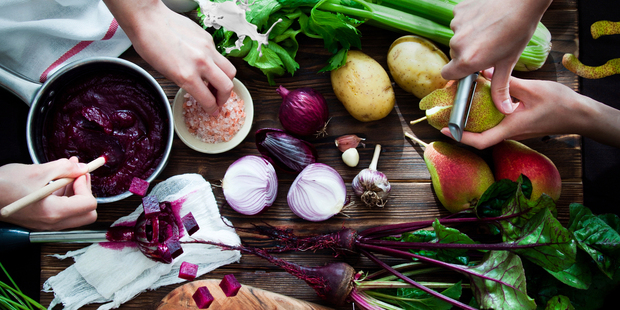 A "Mediterranean diet score" was calculated for increasing consumption of whole grains, fruits, vegetables, legumes, fish and alcohol, and for less meat. Photo / iStock