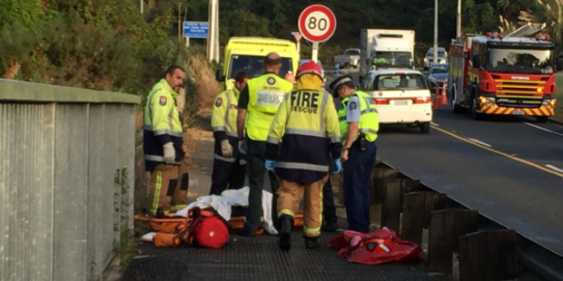 The injured officer doesn't appear to be in a serious condition but is now being taken to Waikato Hospital. Photo / Supplied