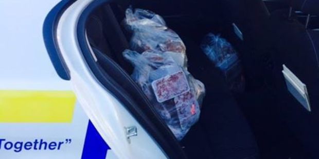 Several residents in Te Awamutu were surprised to find local police knocking on their doors today offering packages of free meat. Photo / Te Awamutu Police Facebook