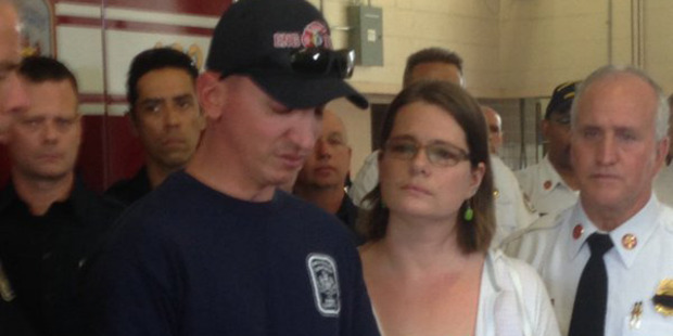 April 20: Steven Mittendorff speaking about his wife's disappearance. Standing next to him is the sister of the missing woman. Photo / Washington Post / Justin Jouvenal