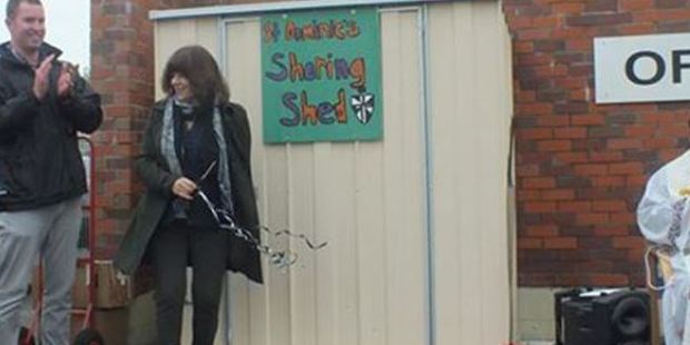 The shed which is used as a drop off for charitable items has been stolen. Photo: Facebook