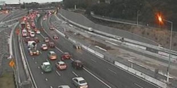 A police spokesman said the bumper-to-bumper crash happened on Auckland's Northwestern motorway. File photo