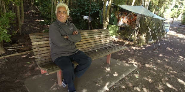 Temoanaroa Rikirangi, 57, is one of a number of homeless people camped out at Graham Park, off Takitumu Drive.
