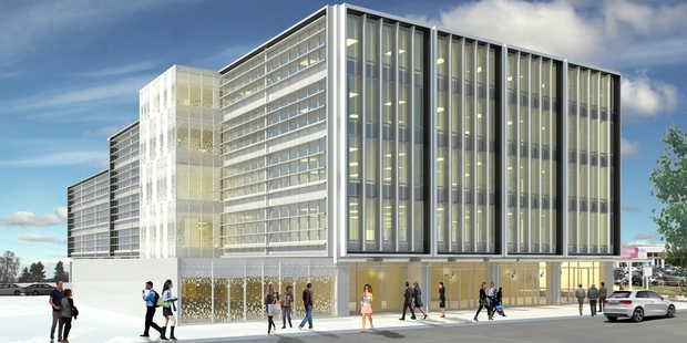 Artist's impression of the five-storey office and retail complex on corner of Third Ave and Cameron Rd.