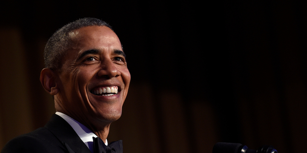 President Barack Obama speaks at the annual White House Correspondents' Association dinner. Photo / AP